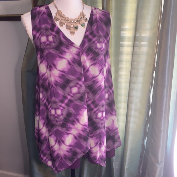 Ellen Tracy Tops - Ellen Tracy Purple & White Tunic